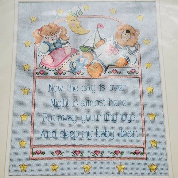 1991 Dimensions Counted Cross Stitch Prayer Sleep My Baby Dear New Sealed 1991 - Picture 4 of 5